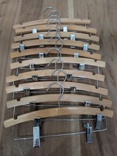 Set 10 Kids Baby Toddler Wooden Clip Hangers 12" Pants Skirt Closet Nursery