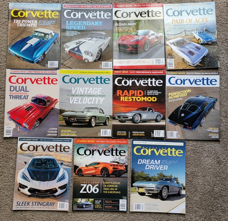 Corvette Magazine lot of 11 2022, 24, 24 Great Reading See Photos 