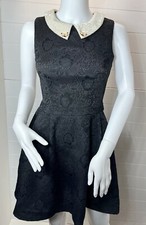 Yumi Kim Dress Sz 0/2 Fit N Flare Whimsy Goth Wednesday Addams *Tiny Flaw Black