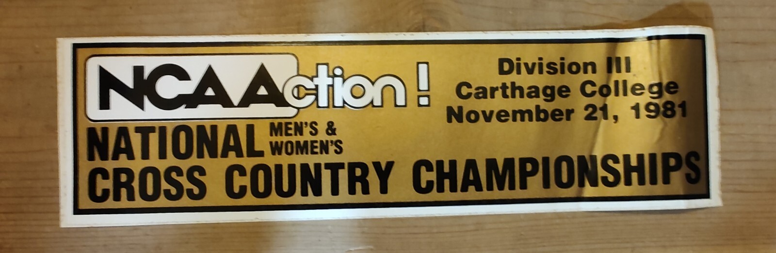 Vintage 1981 NCAA Division III Cross Country Championships Bumper Sticker. RARE