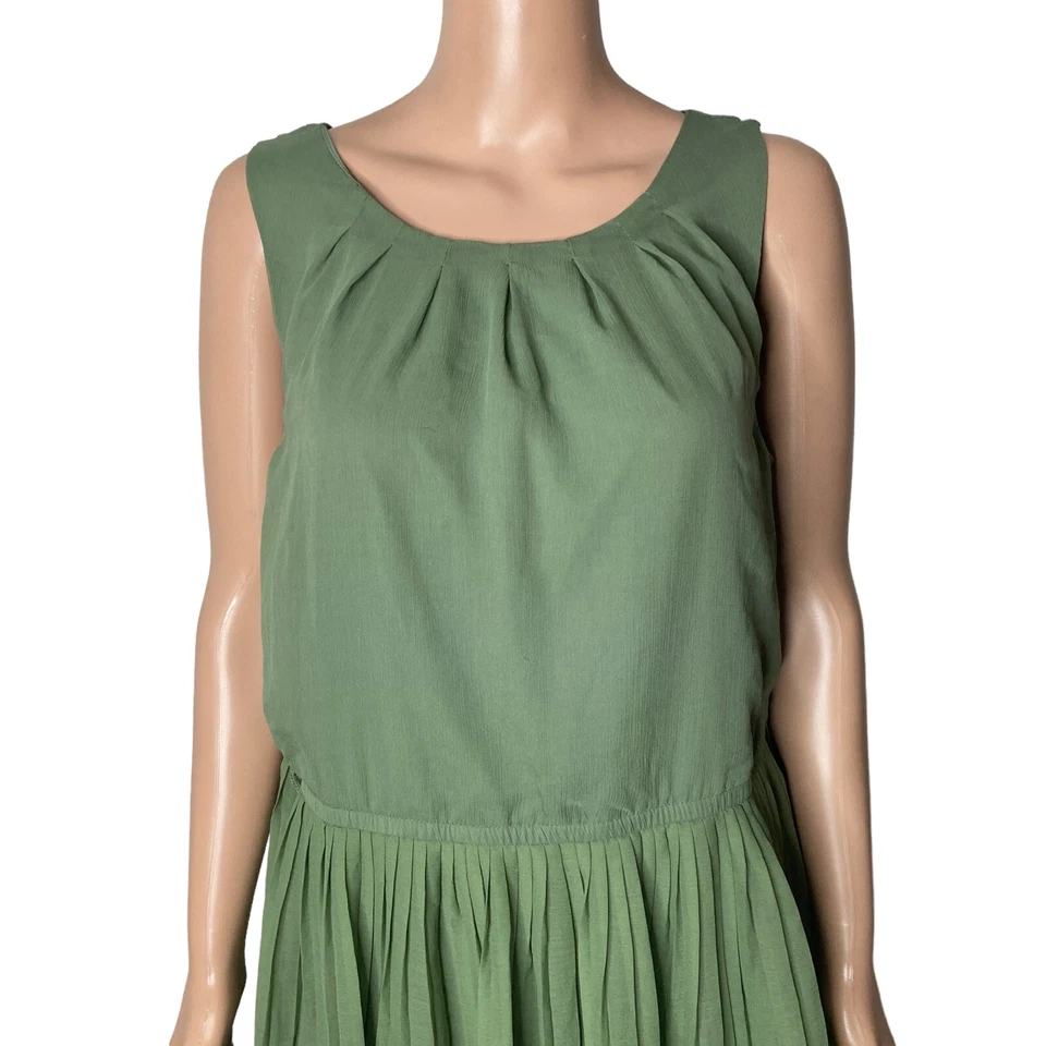 Vintage Esprit Dress Womens Size 12 Green Pleated - Image 2 of 4