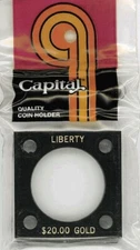 2x2 Capital Holder Plastic Capsule For Liberty $20 Gold Coin Black Display Case