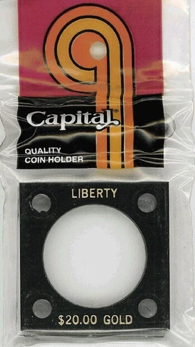 2x2 Capital Holder Plastic Capsule For Liberty $20 Gold Coin Black Display Case