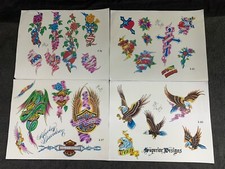VTG Wm INKEE BLANCHARD 1994 Tattoo Flash Sheet Lot Of 4 I-36, I-37, I-41, I-43