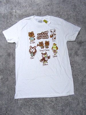 New Horizons Tee Shirt Mens Medium Animal Crossing White Graphic