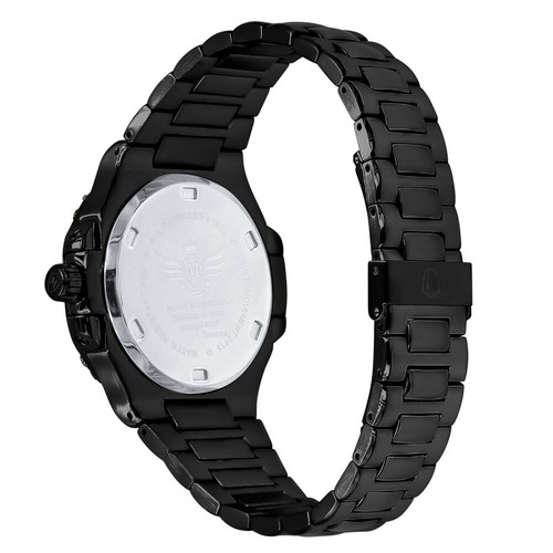 Men's Solid Steel Black Dial 18K Black Gold Simulated Diamond 36mm Watch W/Date - Picture 5 of 7
