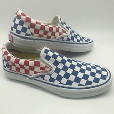red blue yellow vans slip on