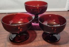 Vintage Set Of 3 Anchor Hocking Royal Ruby Stemmed Sherbet Glasses