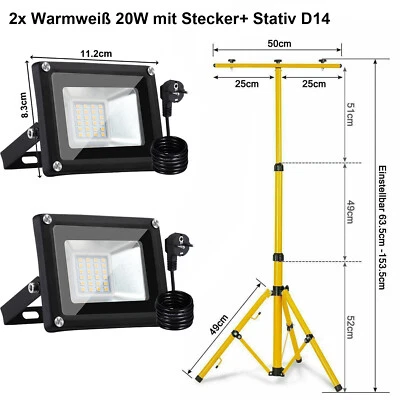 LEADGOODS Foco de construcción LED inundador luz de trabajo foco con enchufe