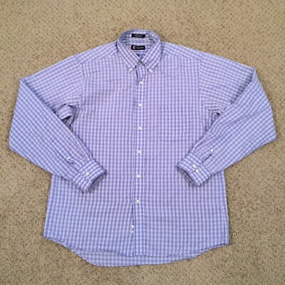 Chaps Shirt Mens Large Purple Plaid Long Sleeve Button Up Classic Fit Twill 