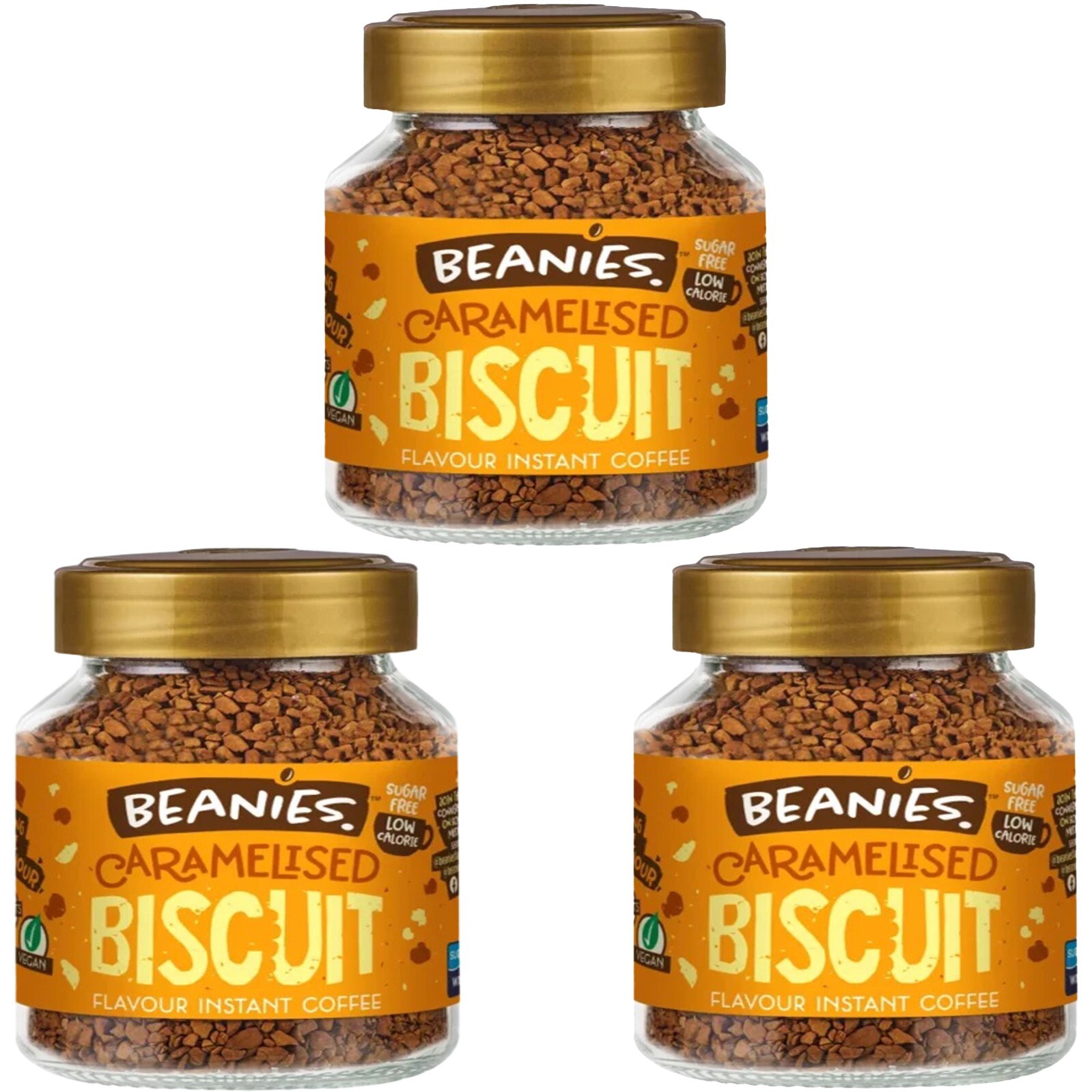 Beanies Coffee Caramelised Biscuit Flavour Instant Coffee - 50g (Pack of 3)