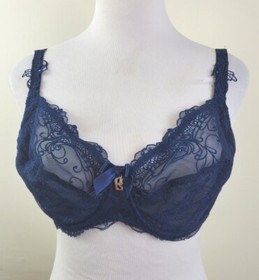 Lise Charmel Women Blue Soir De Venise Bra Size 34E Navy LACE Underwire Full Cup