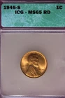 1945 S- ICG MS65 RD LINCOLN WHEAT CENT #B45344