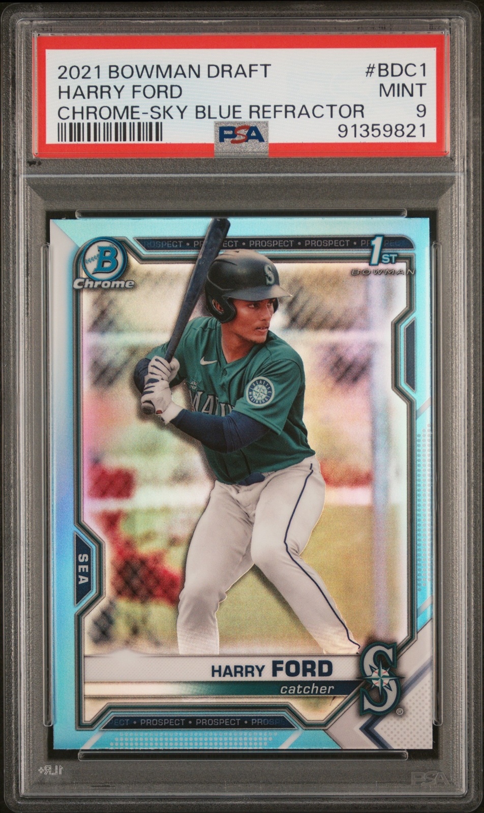 2021 Bowman Chrome Draft Harry Ford Rookie RC Sky Blue Refractor PSA 9