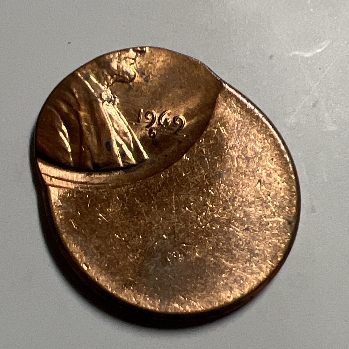 1969 D Lincoln Memorial Cent Mint Error Off Center Copper Penny