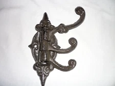 Cast Iron Antique Style SWIVEL Coat  Hat  Bath Hook Rack Hall Tree Restoration