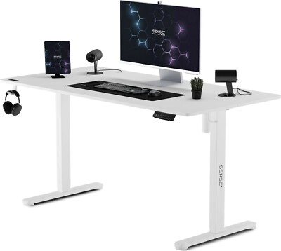 SENSE7 NOJO Weiß Elektrischer Gamingtisch Schreibtisch Tischplatte 140x70cm