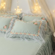 2x Lace Ruffle Pillow Case Cover Throw Pillow Case Splice Frill Bedding Cute Set