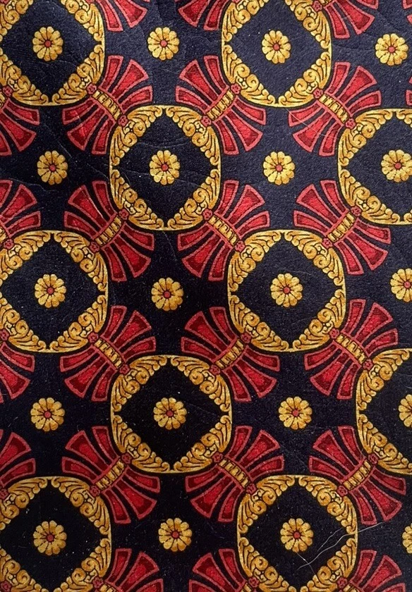 Lanvin Париж 100% шелк синий красный золото блестящий геометрический сделано во Франции галстук - Изображение 2 из 4