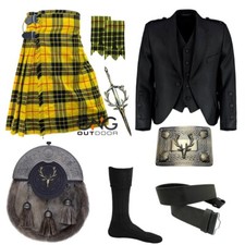 Uomo Lana Nero Giacca 8 Pezzi Kilt Scozzese Vestito Artigianale Tradizionale Set