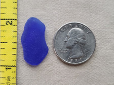 GENUINE BEACH SEA GLASS SURF TUMBLED COBALT BLUE FROSTED PENDANT LONG SHAPE N9