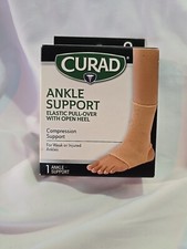 CURAD - ANKLE SUPPORT - ELASTIC PULL-OVER WITH OPEN HEEL - FLEX SUPPORT - NEW 
