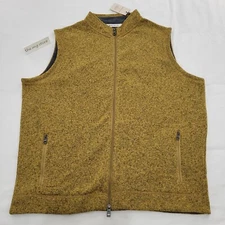 Peter Millar Crown Mens Sweater Fleece Full-Zip Vest XL Yellow $150 NWT