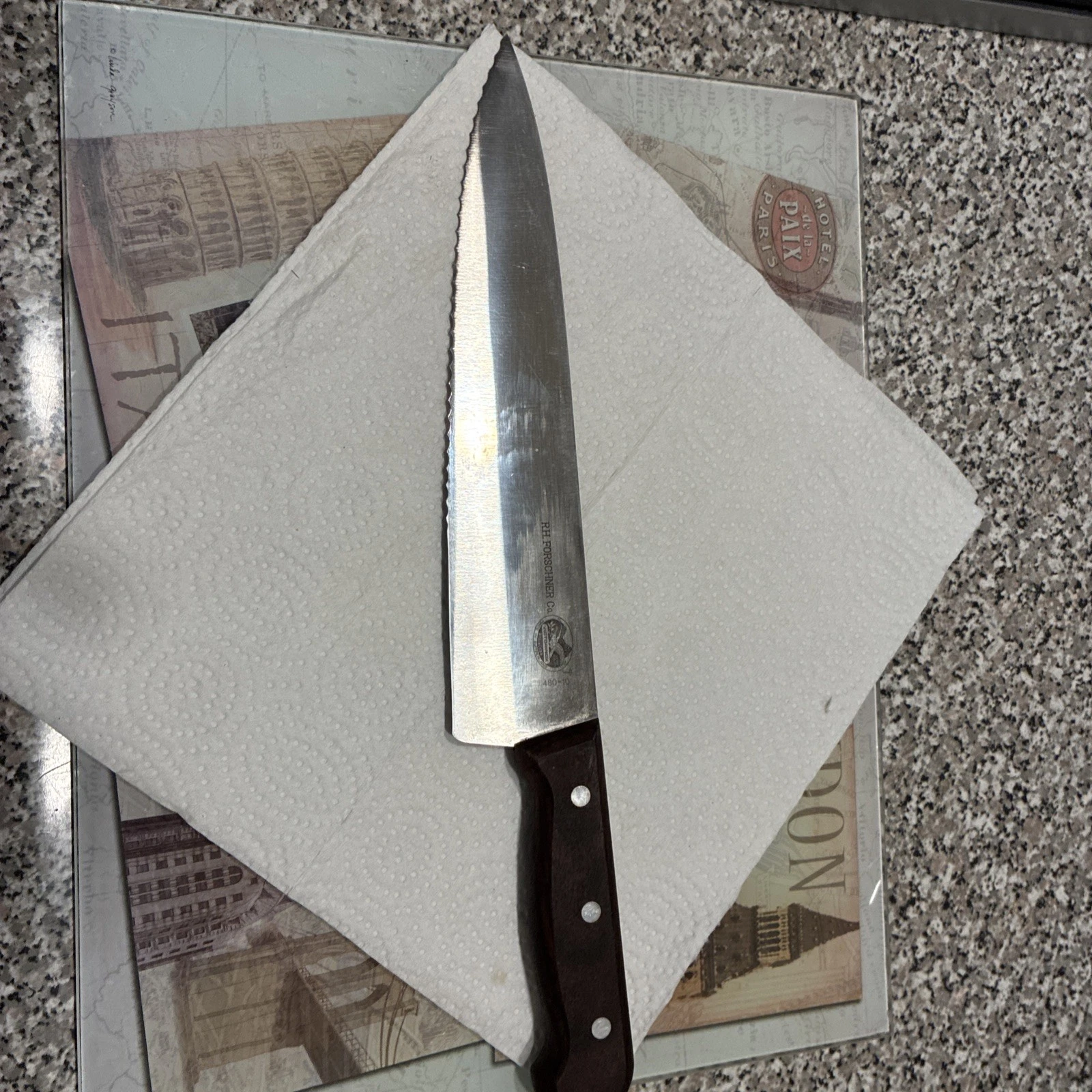 R.H. Forschner Co. Victorinox 480-10 Knife Wood Handle 2/3 Serrated Blade