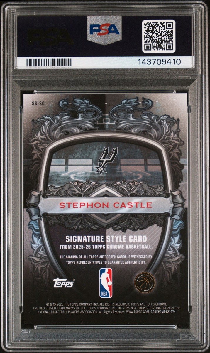 2025-26 Topps Chrome Stephon Castle Signature Style Gold /50 Auto 