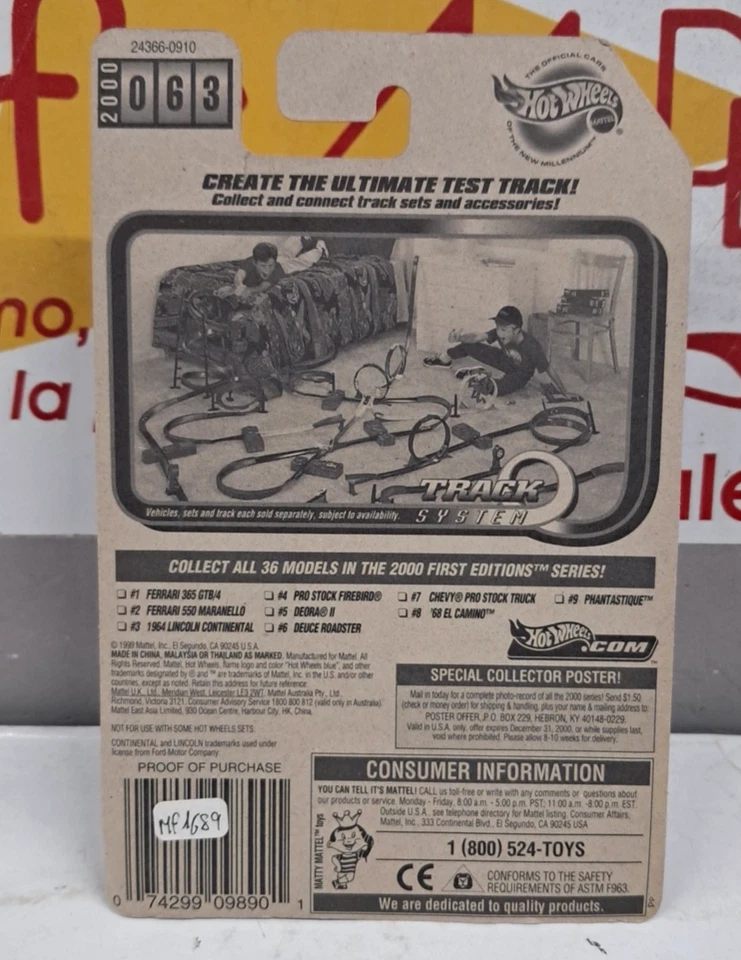 HOTWHEELS 1/64 1964LINCOLN CONTINENTAL   MATTEL 1999    MADE IN CHINA - Immagine 2 di 2