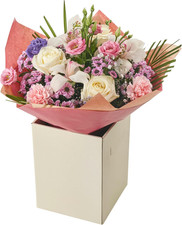 Elegant Orchid and White Rose with Pink Carnations and Lisianthus Bouquet, Fresh