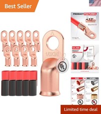 10 PCS Listed 1/0 AWG - 3/8" Battery Cable Lugs, Heat Shrink Ring Terminals ...