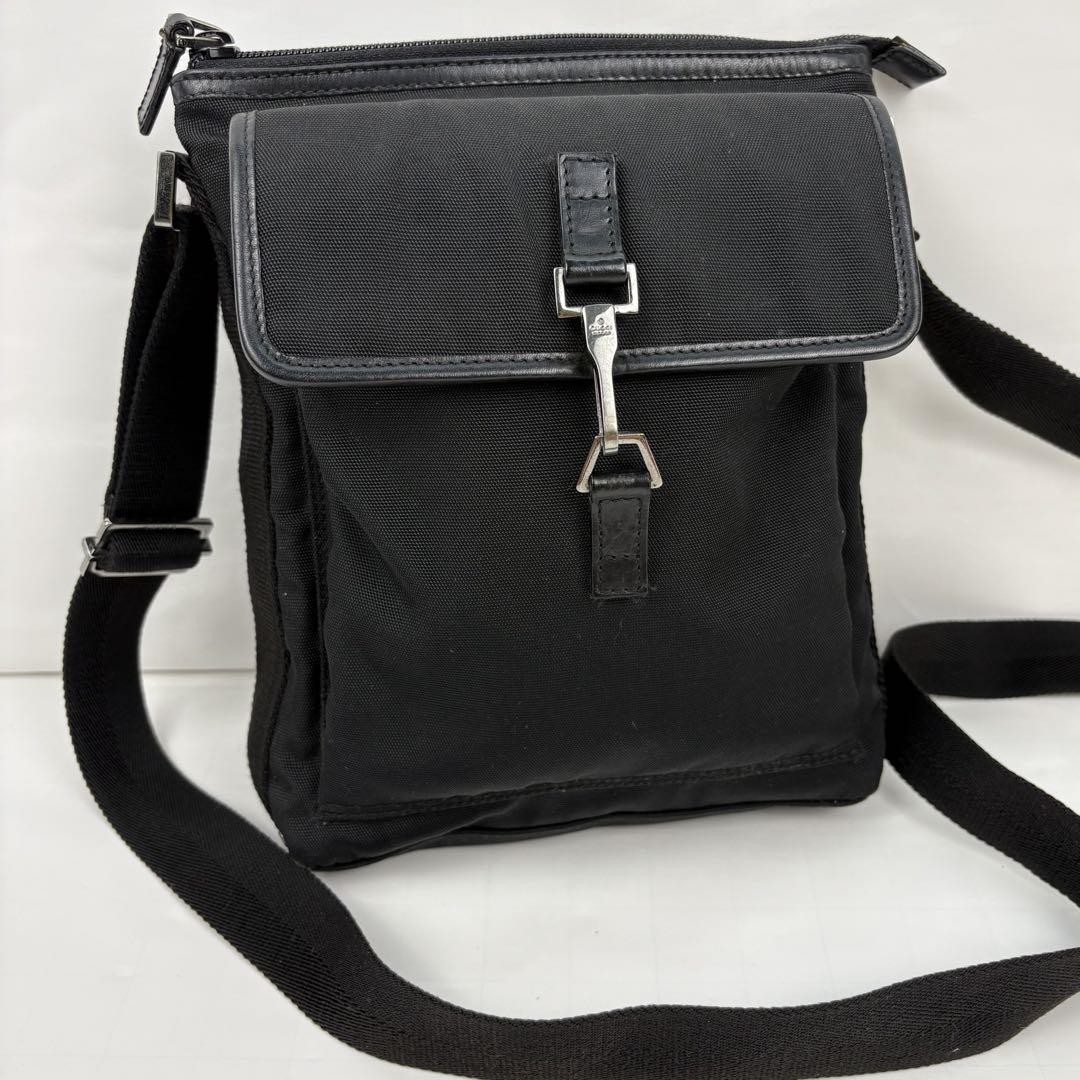 Gucci Jackie Black Canvas Crossbody Shoulder Bag Authentic Luxury Handbag