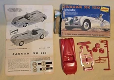 Rare Vintage Unassembled 1960s Lindberg XK120 Jaguar Red Model Kit Box 609:39