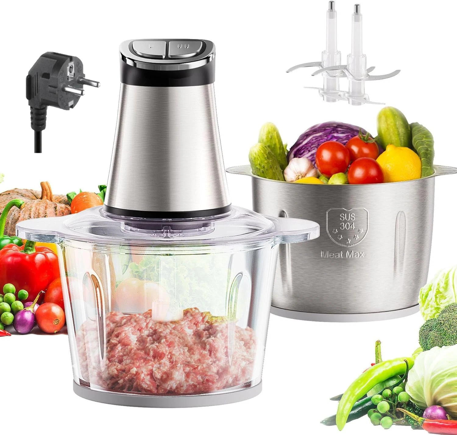 3L Quiet Dual Bowl Food Processor with 2 Blades & Digital Display, EU Plug
Opens in a new window or