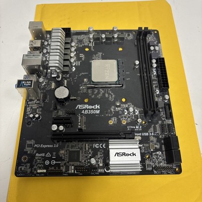 Asrock AB350M Motherboard W AMD Ryzen 3 1200 SATA3 PCI-E 3.0 DDR4 32GB M-ATX
