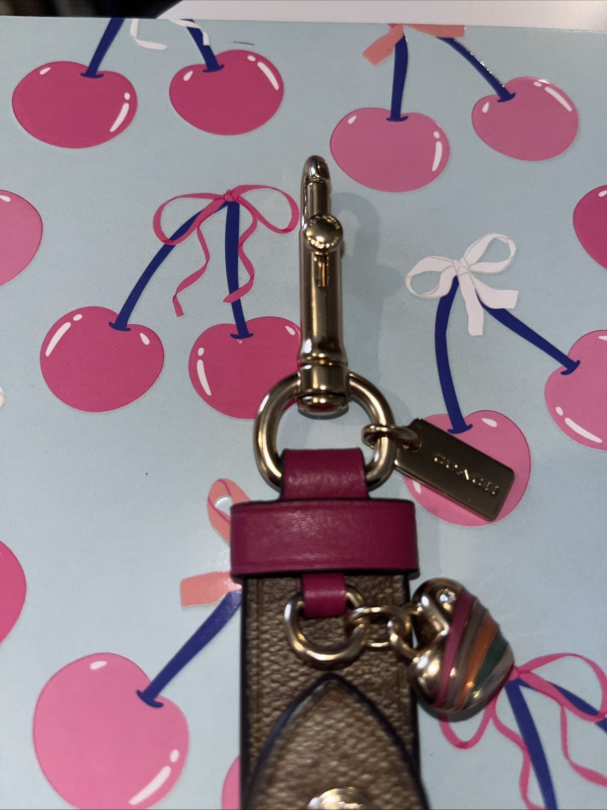 Auth Coach Trigger Snap Keychain Brown Signature … - image 4