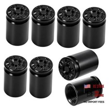 8PCS Black Aluminum Alloy Bullet Shell Tire Valve Stem Caps | Universal