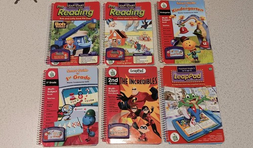 Lot of 6 LeapFrog Books & Cartridges: 1st/2nd Grade, Kindergarten, Pre-Reading