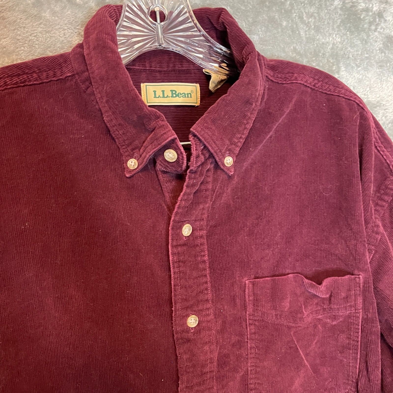 LL Bean Men Classic Solid Maroon Soft Corduroy Lo… - image 4