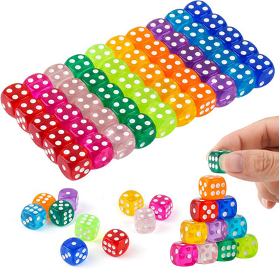 50 Stück Würfel Set, 14Mm Spielwürfel, Acryl Würfel Bunt Mit Runden Ecken Für Wü