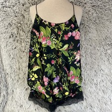 Victoria  s Secret Floral Floral 2 Piece Pajama Set Lingerie Sz M Racerback Lace