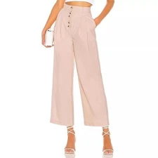 NWT L'ACADEMIE Delphine High Waisted Pants Blush Pink Size XS Preppy Business