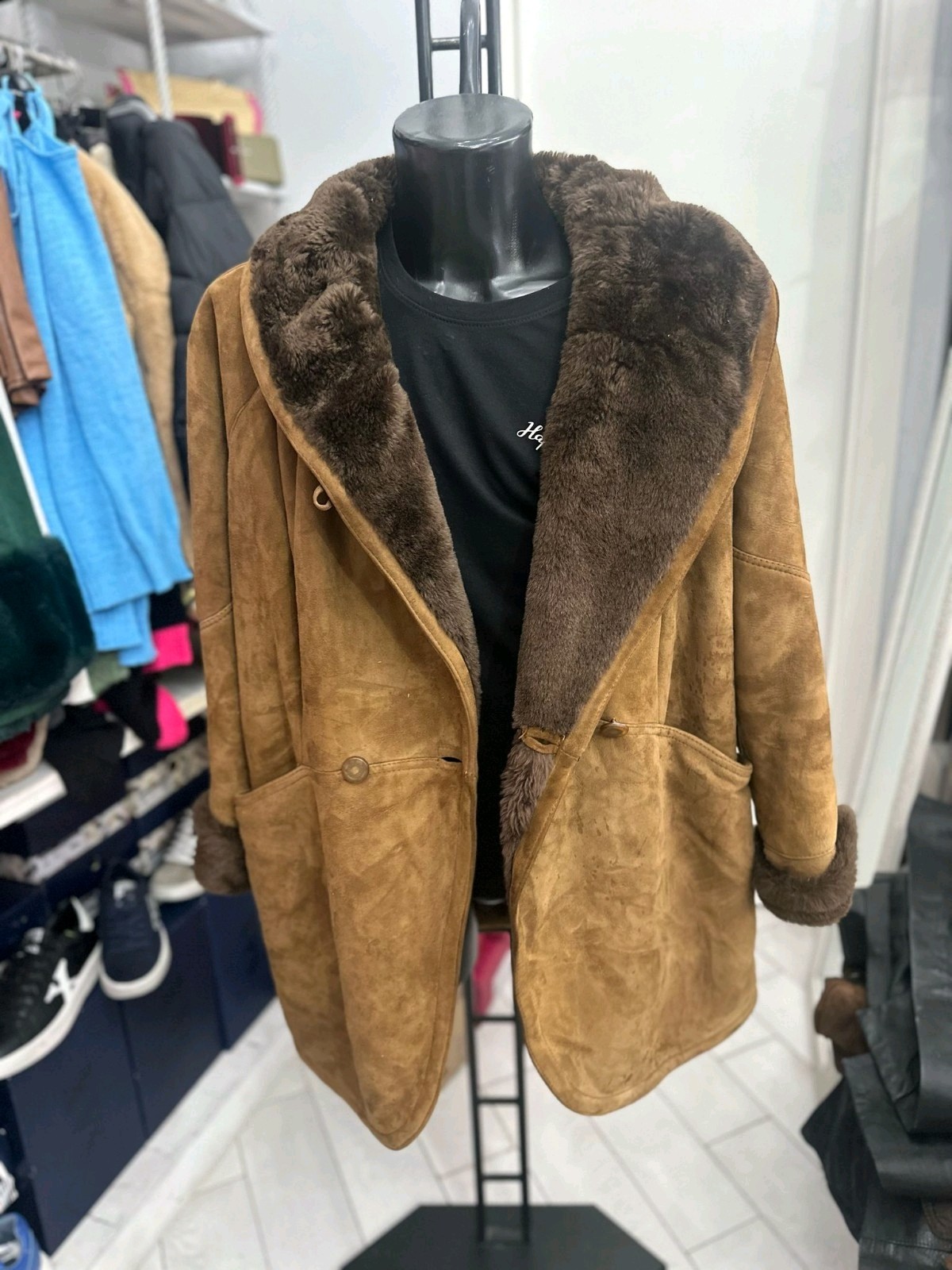 Brown Shearling Coat for Women - Size 52 LLV1871