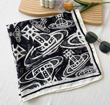  scarf with hand-drawn planet design.Women's neck warmer 70cm/70cm