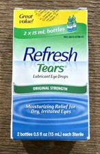 Refresh Tears Lubricant Eye Drops, 2x15mL Bottles 1oz Total Exp 5/2027 