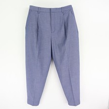 Banana Republic Dress Pants Pleated Tapered Womens 12 Blue Herringbone Pockets