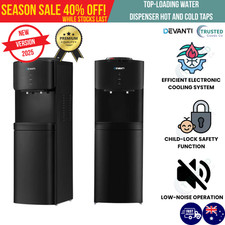 Top-loading Water Cooler Hot and Cold Dual Taps Dispenser with Storage LED Black