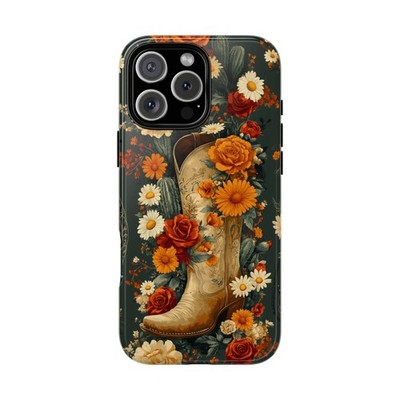 For iPhone / Pixel / Galaxy | Phone Ink Case - Western Floral Cowboy Boots