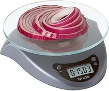Digital Kitchen Scale with Glass Platform, Tare Button, and Plastic Body Weighs 